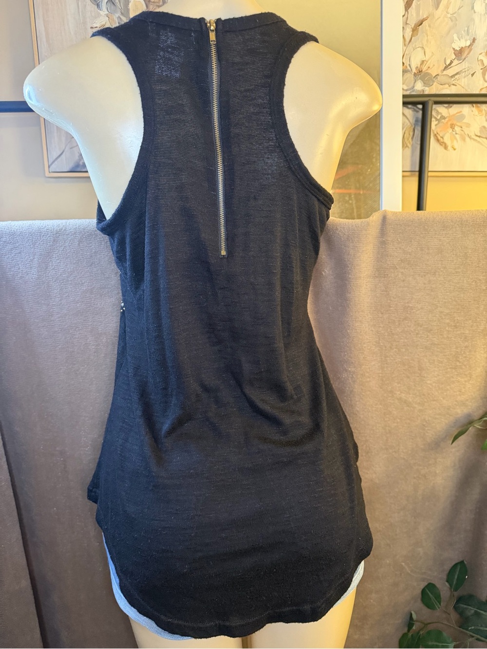 MADRAG Black Rhinestone Embellished Racerback Tank Top Size L - Picture 4 of 8